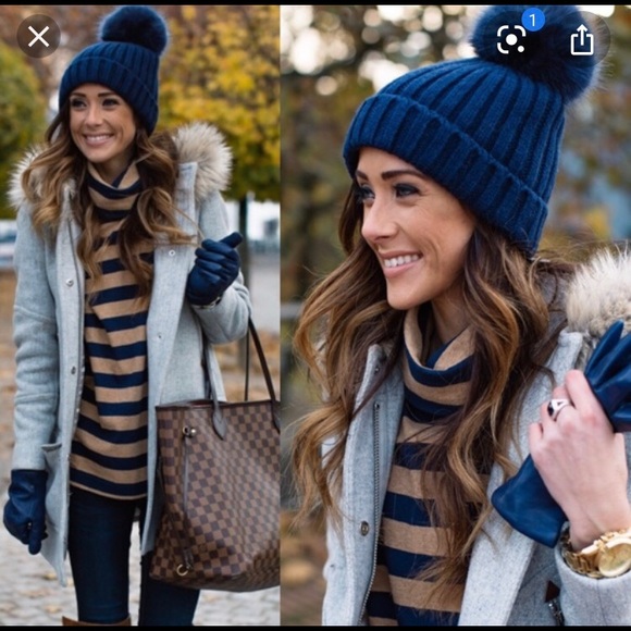 J. Crew faux fur pom pom ribbed hat in pink - Picture 5 of 5